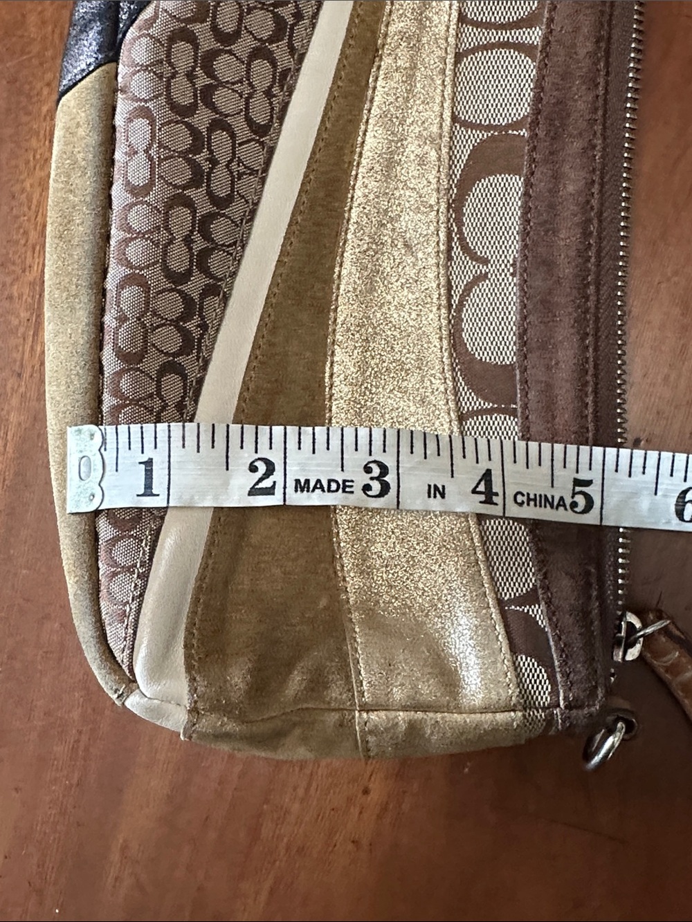 Vintage Coach Signature leather, suede and canvas clutch - Picture 8 of 9